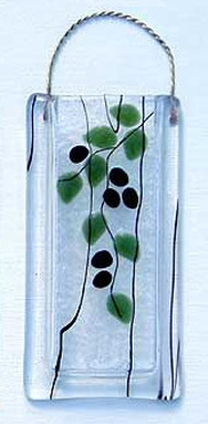 Fused Glass Olive Branch Vase
