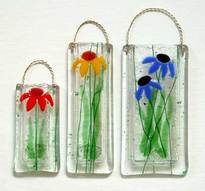 fused glass daisy vase