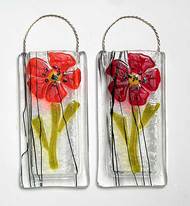 fused glass poppies vase