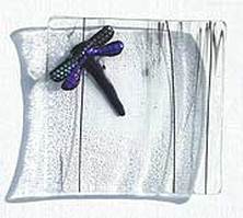 dragonfly fused glass jewelry dish