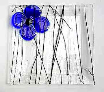 Latta's Fused Glass Square Plates (flower)