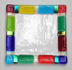 party stripe fused glass plate