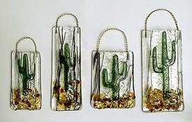 fused glass cactus vase