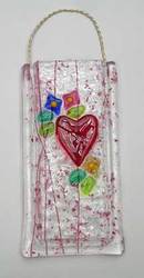 fused glass victorian Heart vase