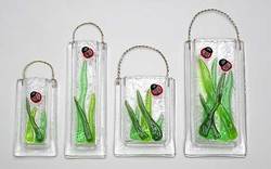 fused glass ladybugs vase