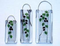 fused glass olive branch vase
